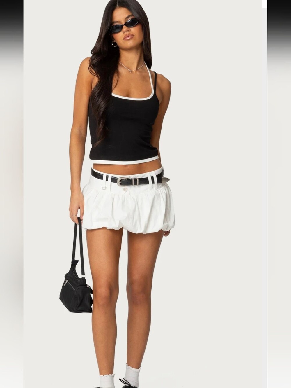 Edikted Emersyn Bubble Mini Skirt White Sz Small NWT